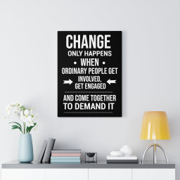 Inspirational Quote Canvas Change Only Happens Wall Art Motivational Motto Inspiring Prints Artwork Decor Ready to Hang Framed Prints, Canvas Paintings Framed Matte Canvas 16x24