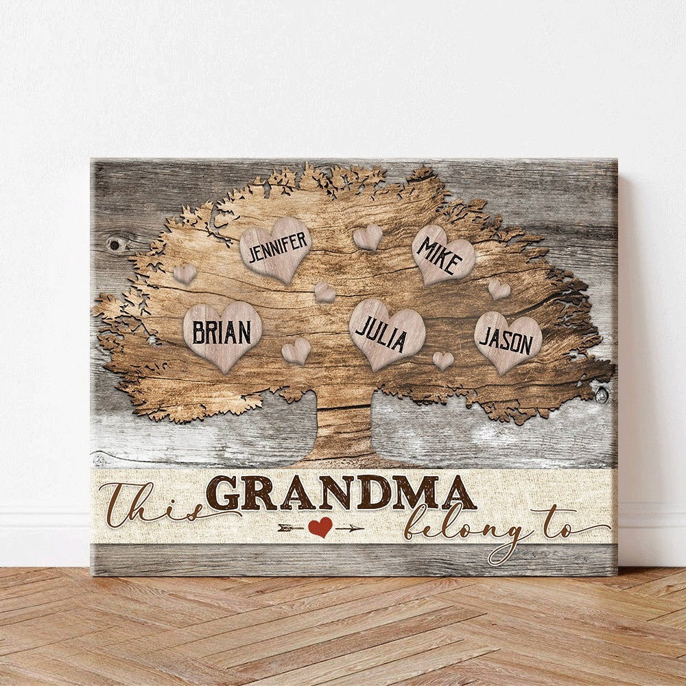 Tree This Grandma Belongs To Personalized Matte Wall Art Gallery Canvas Painting, Canvas Hanging Gift Idea Framed Prints, Canvas Paintings Wrapped Canvas 8x10