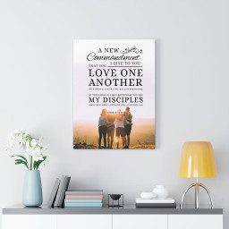 Bible Verse Canvas Love One Another John 13:34? ?35 Canvas Gallery Wraps Framed Matte Canvas 16x24