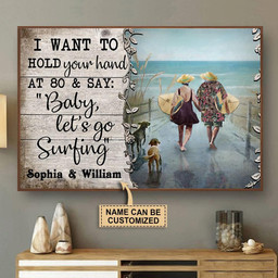 Personalized Canvas Art Painting, Canvas Gallery Hanging Surfing I Want To Hold Your Hand Wall Art Framed Prints, Canvas Paintings Wrapped Canvas 8x10