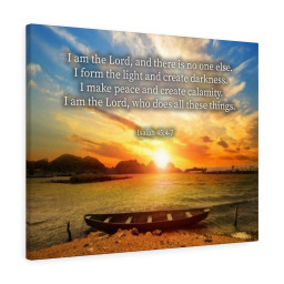 Scripture Canvas Create Calamity Isaiah 45:6 7 Christian Wall Art Bible Verse Meaningful Framed Prints, Canvas Paintings Framed Matte Canvas 12x16