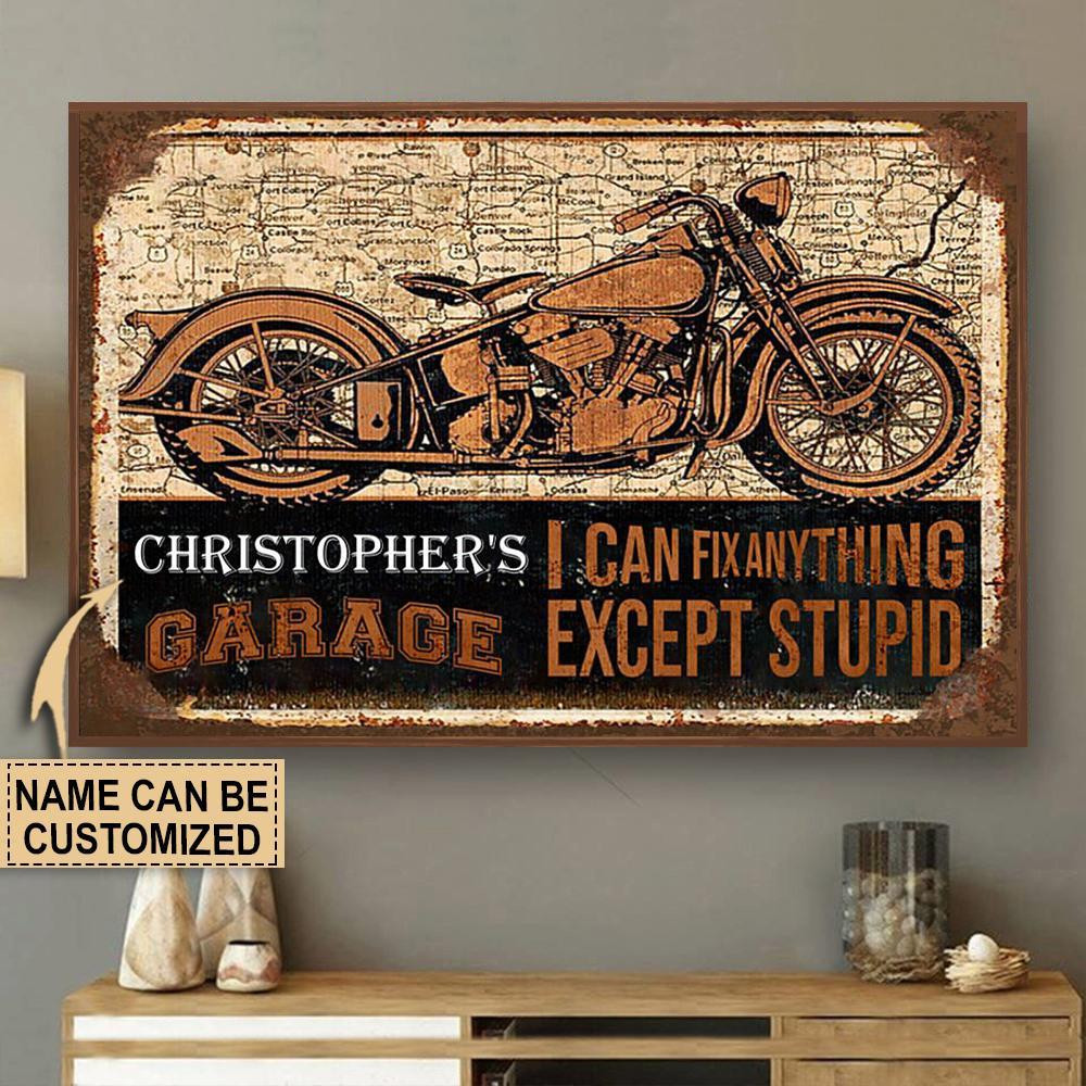 Personalized Canvas Art Painting, Canvas Gallery Hanging Motorcycle Garage Sign Fix Anything Wall Art Framed Prints, Canvas Paintings Wrapped Canvas 8x10
