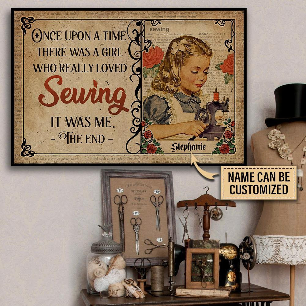 Personalized Canvas Art Painting, Canvas Gallery Hanging Sewing Little Blonde Girl Once Upon A Time Wall Art Framed Prints, Canvas Paintings Wrapped Canvas 8x10