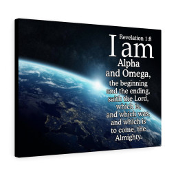 Scripture Canvas Alpha ansd Omega Revelation 1:8 Christian Wall Art Bible Verse Meaningful Framed Prints, Canvas Paintings Framed Matte Canvas 8x10