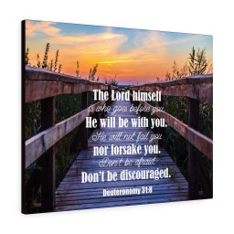 Scripture Canvas Dont Be Discouraged Deuteronomy 31:8 Christian Wall Art Bible Verse Meaningful Framed Prints, Canvas Paintings Framed Matte Canvas 8x10