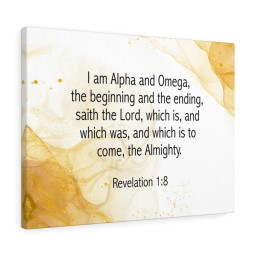 Scripture Canvas I Am Alpha and Omega Revelation 1:8 Christian Wall Art Bible Verse Meaningful Framed Prints, Canvas Paintings Framed Matte Canvas 12x16