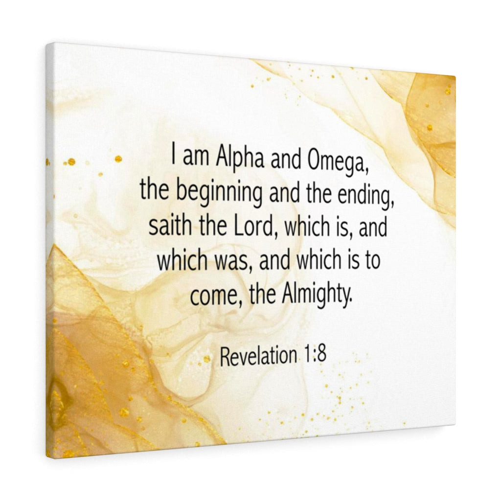 Scripture Canvas I Am Alpha and Omega Revelation 1:8 Christian Wall Art Bible Verse Meaningful Framed Prints, Canvas Paintings Wrapped Canvas 8x10