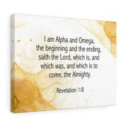 Scripture Canvas I Am Alpha and Omega Revelation 1:8 Christian Wall Art Bible Verse Meaningful Framed Prints, Canvas Paintings Framed Matte Canvas 8x10