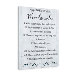 Los Diez Mandamientos Blanco10 Commandments Spanish Portrait Christian Wall Art Bible Verse Meaningful Framed Prints, Canvas Paintings Framed Matte Canvas 8x10