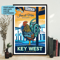 Personalized Canvas Art Painting, Canvas Gallery Hanging Wall Art Vintage Travel Key West Rooster Framed Prints, Canvas Paintings Wrapped Canvas 8x10