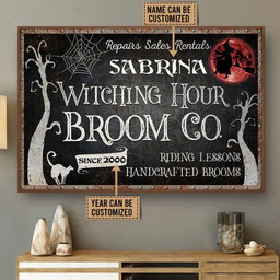 Personalized Canvas Art Painting, Canvas Gallery Hanging Witch Witching Hour Broom Wall Art Framed Prints, Canvas Paintings Wrapped Canvas 8x10