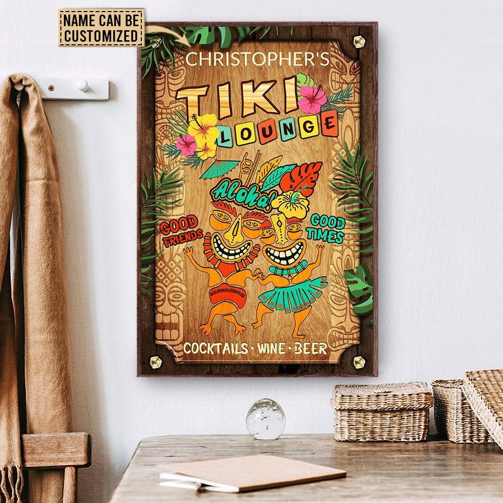 Personalized Canvas Art Painting, Canvas Gallery Hanging Tiki Lounge Good Friends Times Wall Art Framed Prints, Canvas Paintings Wrapped Canvas 8x10