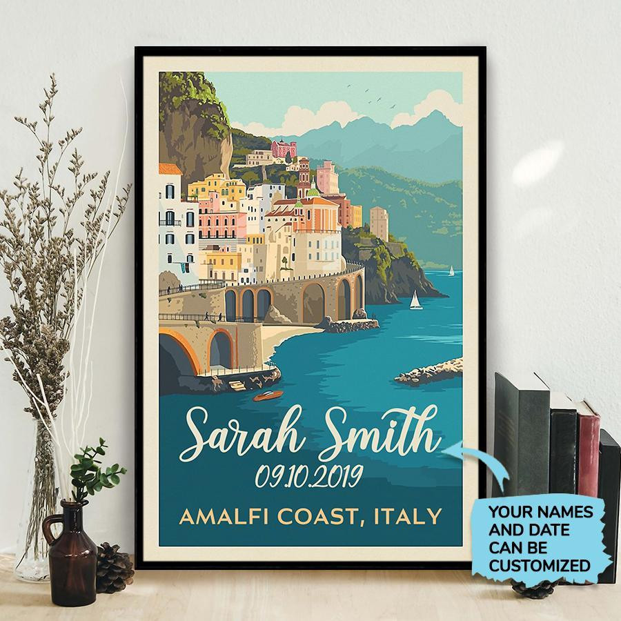 Personalized Canvas Art Painting, Canvas Gallery Hanging Wall Art Vintage Travel Amalfi Coast Italy Framed Prints, Canvas Paintings Wrapped Canvas 8x10
