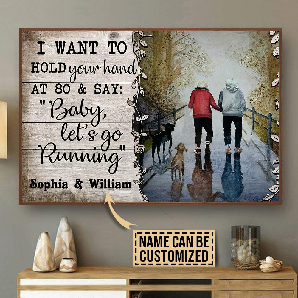 Personalized Canvas Art Painting, Canvas Gallery Hanging Running Hold Your Hand Wall Art Framed Prints, Canvas Paintings Wrapped Canvas 8x10