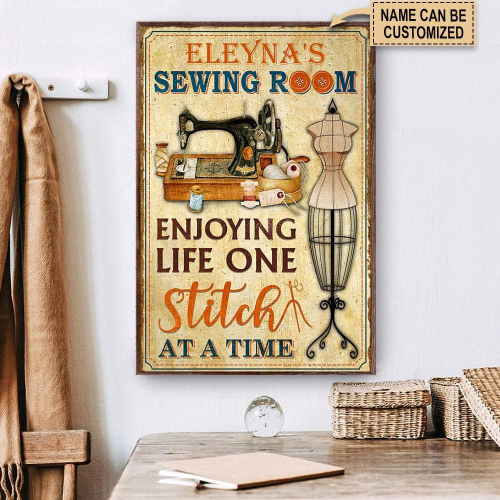 Personalized Canvas Art Painting, Canvas Gallery Hanging Sewing Room Enjoy Life Wall Art Framed Prints, Canvas Paintings Wrapped Canvas 8x10