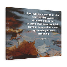 Scripture Canvas Blessings Upon Offspring Isaiah 44:3 Christian Wall Art Bible Verse Meaningful Framed Prints, Canvas Paintings Framed Matte Canvas 12x16