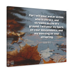 Scripture Canvas Blessings Upon Offspring Isaiah 44:3 Christian Wall Art Bible Verse Meaningful Framed Prints, Canvas Paintings Framed Matte Canvas 16x24