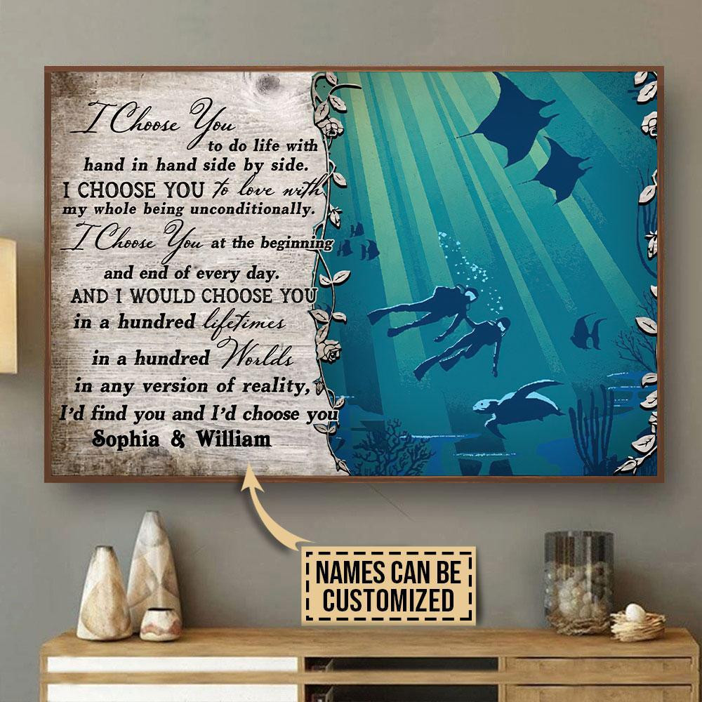 Personalized Canvas Art Painting, Canvas Gallery Hanging Scuba Diving I Choose You Framed Prints, Canvas Paintings Wrapped Canvas 8x10