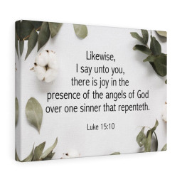 Scripture Canvas Angels of God Luke 15:10 Christian Bible Verse Meaningful Framed Prints, Canvas Paintings Framed Matte Canvas 8x10