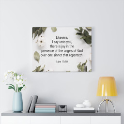 Scripture Canvas Angels of God Luke 15:10 Christian Bible Verse Meaningful Framed Prints, Canvas Paintings Framed Matte Canvas 16x24