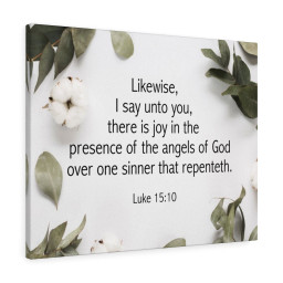Scripture Canvas Angels of God Luke 15:10 Christian Bible Verse Meaningful Framed Prints, Canvas Paintings Framed Matte Canvas 12x16