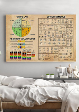 Electrician Circuit Symbols Electricity Knowledge Gift For Lineman Wrapped Canvas 16x24