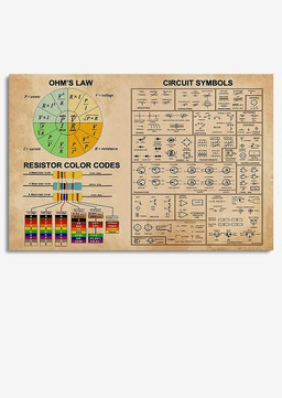 Electrician Circuit Symbols Electricity Knowledge Gift For Lineman Wrapped Canvas 8x10