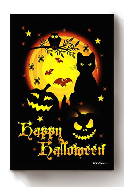 Happy Halloween Halloween Gift For Halloween Decor Cat Lover Kitten Foster Canvas Framed Prints, Canvas Paintings Wrapped Canvas 12x16
