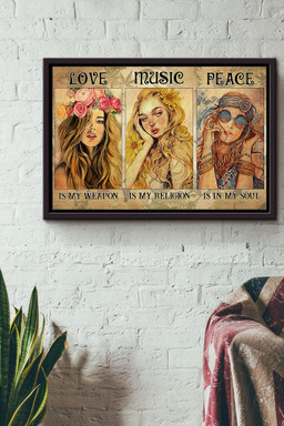 Hippie Love Is My Weapon Music Is My Religion n Framed Matte Canvas Framed Matte Canvas 12x16