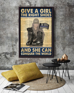 Give A Girl The Right Shoes And She Can Conquer The World For Female Emt Gift Framed Canvas Framed Matte Canvas 20x30