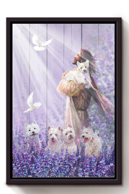 Jesus Surrounded By Cute Dog God For Gift for Animal Lovers Christian Framed Matte Canvas Framed Prints, Canvas Paintings Framed Matte Canvas 8x10