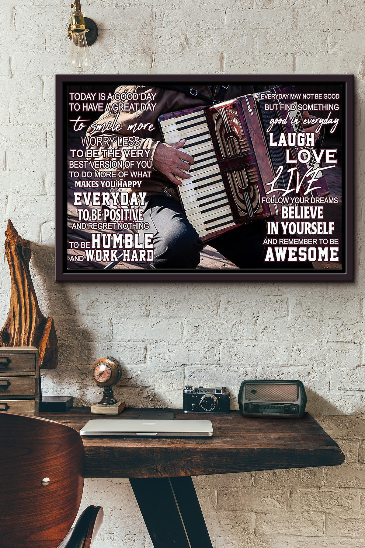 Accordion Believe In Yourself And Remember To Awesome Canvas n Framed Matte Canvas Framed Matte Canvas 8x10