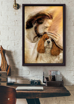 Jesus With Cavalier King Charles Spaniel Dog God For Gift For Dog Lovers Christian Framed Matte Canvas Framed Prints, Canvas Paintings Framed Matte Canvas 20x30