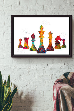 Chess Pieces Boarding Game Colorful Canvas n Framed Matte Canvas Framed Matte Canvas 12x16