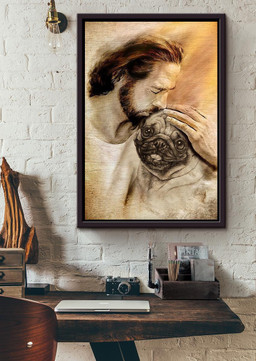 Jesus Hug Pug Dog God For Gift For Christian Framed Matte Canvas Framed Prints, Canvas Paintings Framed Matte Canvas 20x30