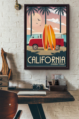 California Golden Coast Canvas Traveling Gift For Tourist Souvenir Traveling Lover Surfing Lover Framed Matte Canvas Framed Prints, Canvas Paintings Framed Matte Canvas 12x16