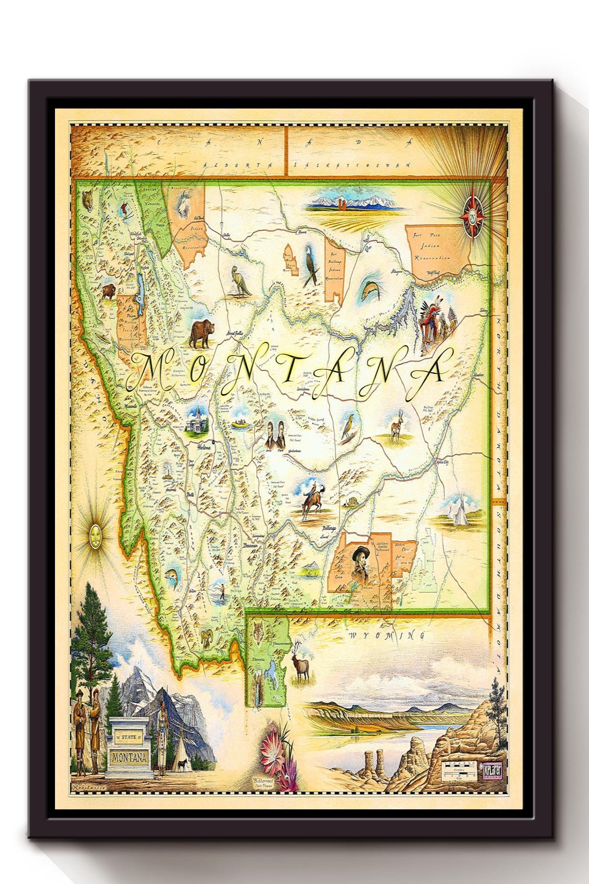Montana Maps Canvas Travel Gift For , Traveller, Tourist Framed Canvas Framed Prints, Canvas Paintings Framed Matte Canvas 8x10