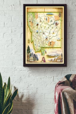 Montana Maps Canvas Travel Gift For , Traveller, Tourist Framed Canvas Framed Prints, Canvas Paintings Framed Matte Canvas 12x16