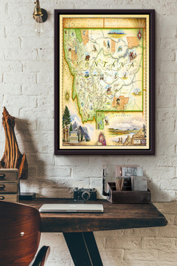 Montana Maps Canvas Travel Gift For , Traveller, Tourist Framed Canvas Framed Prints, Canvas Paintings Framed Matte Canvas 16x24