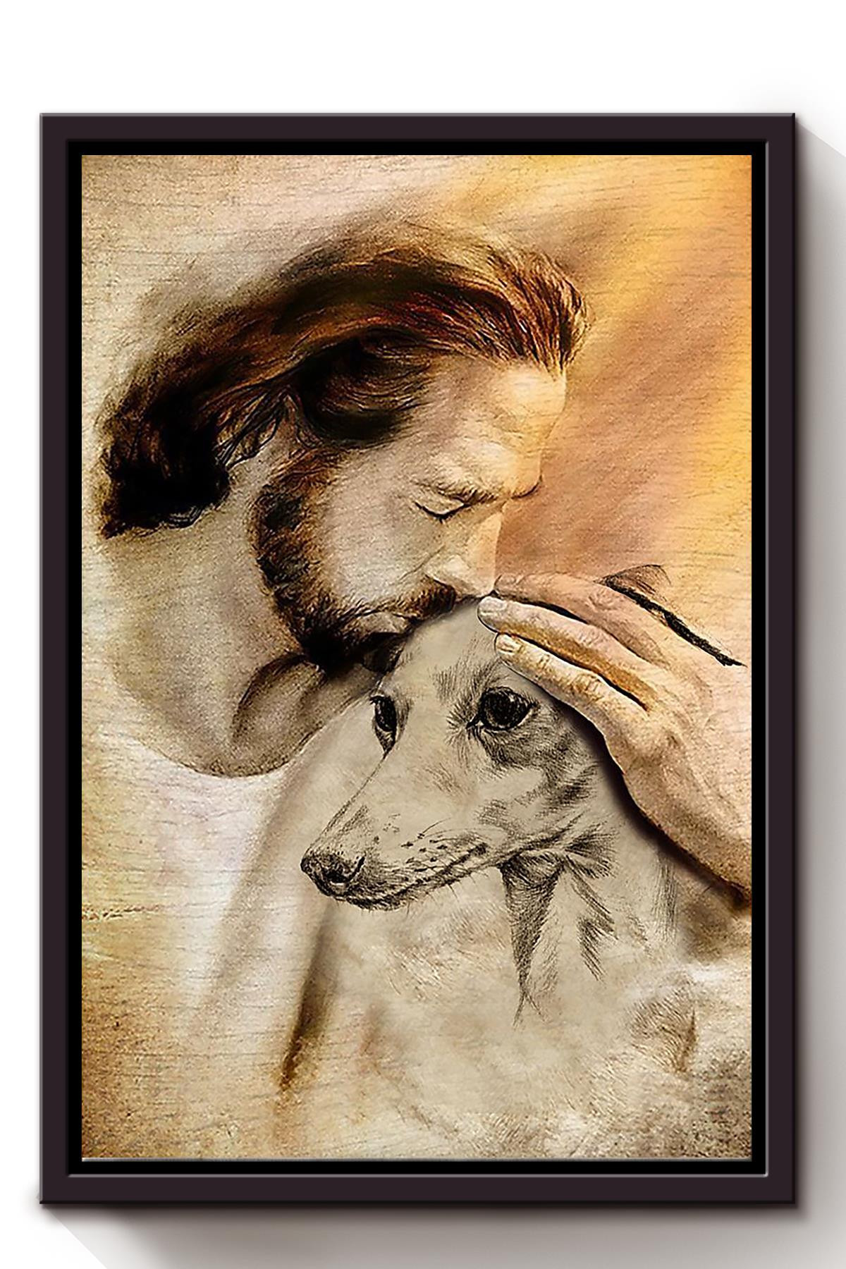 Jesus And Dachshund Dog God For Gift For Dog Lovers Christian Framed Matte Canvas Framed Prints, Canvas Paintings Framed Matte Canvas 8x10