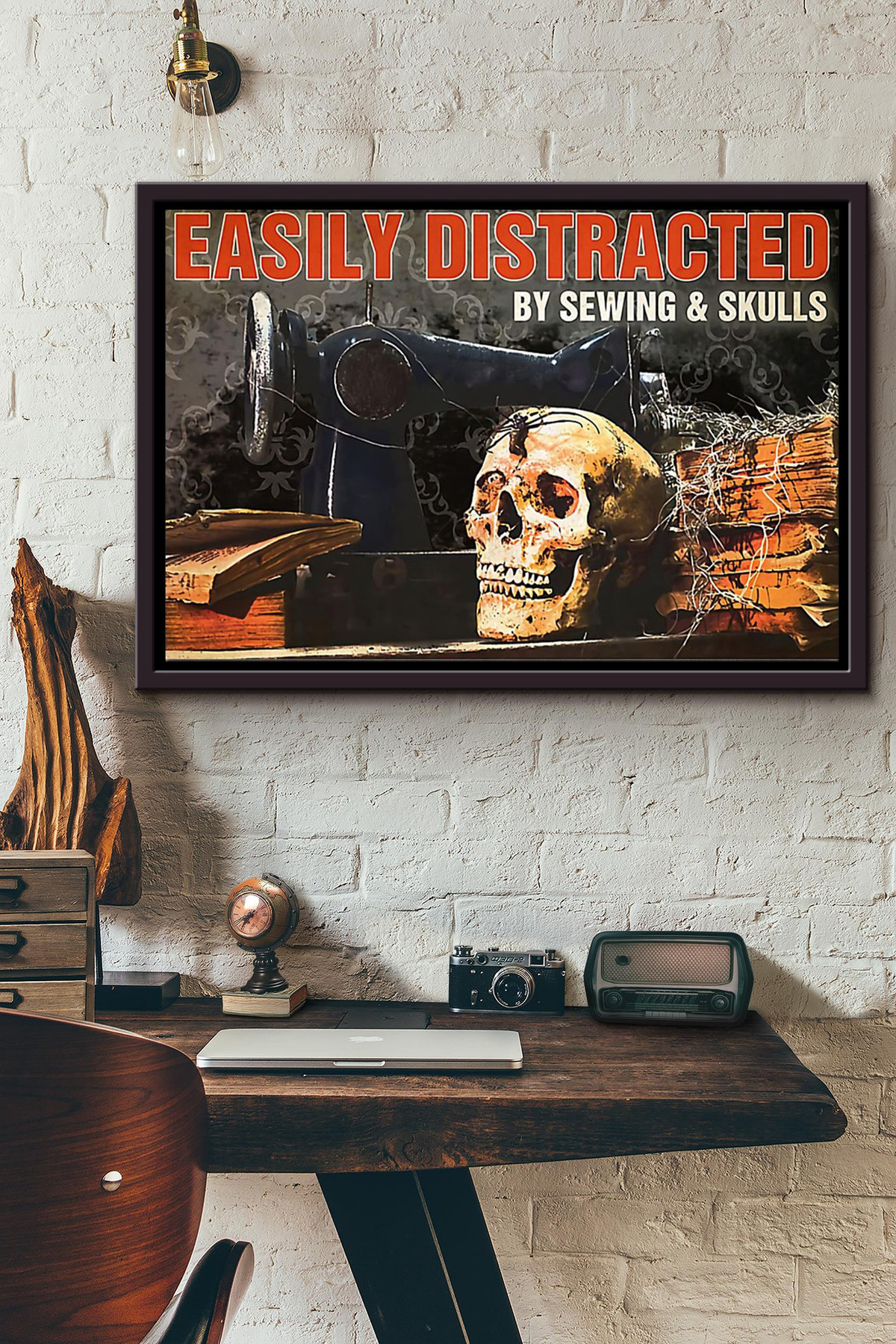 Easily Distracted By Sewing And Skulls Canvas n Framed Matte Canvas Framed Matte Canvas 8x10