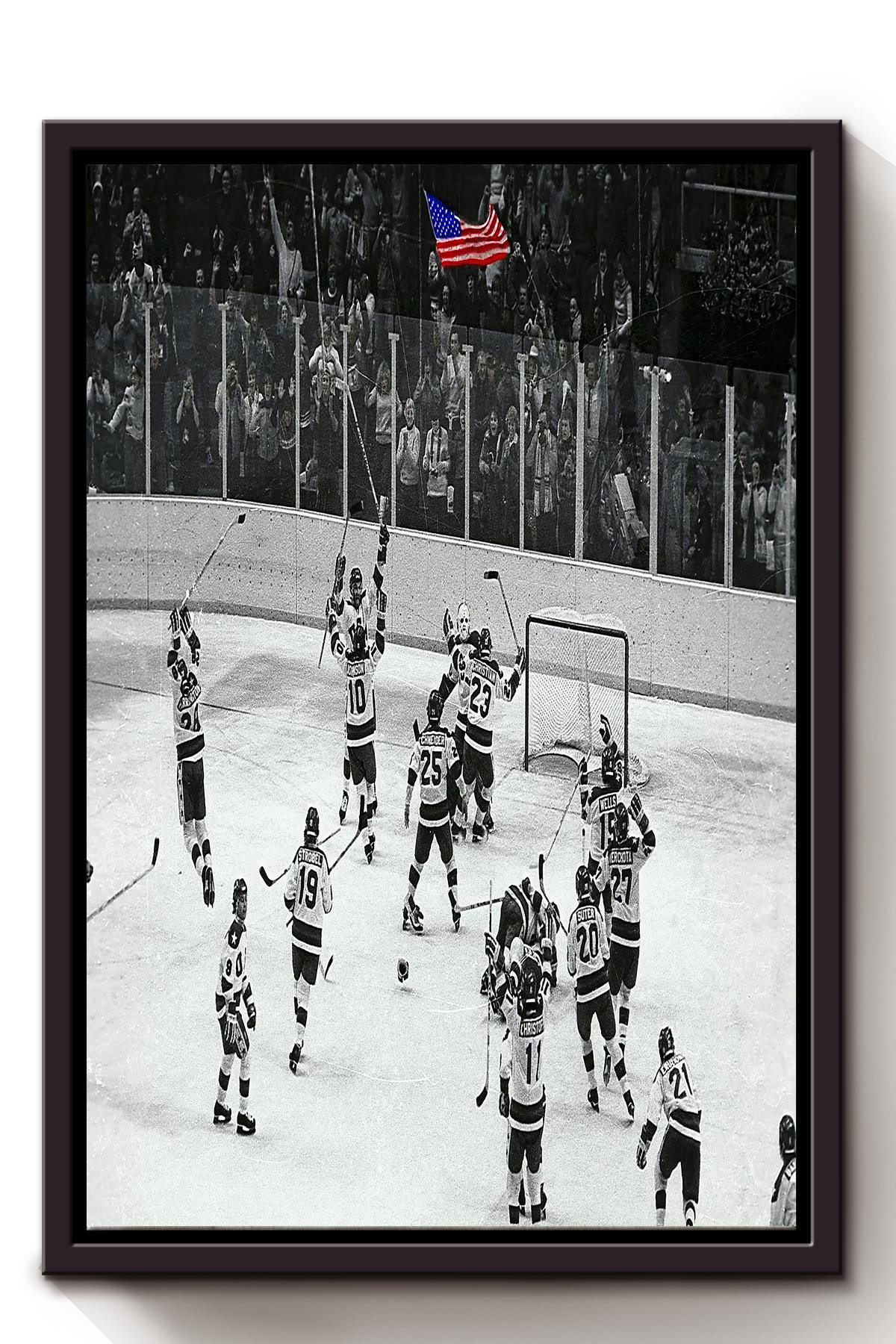 Miracle On Ice Hockey Sport Gift For Field Hockey Fan, Ice Hockey Player Framed Canvas Framed Prints, Canvas Paintings Framed Matte Canvas 8x10