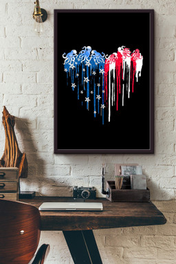 American Heart Octopus For 4th Of July Happy American Dependent's Day Framed Canvas Framed Prints, Canvas Paintings Framed Matte Canvas 16x24