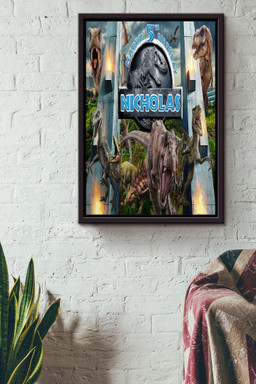 Jurassic World Gate Happy 5 Th Birth Day Movie Gift For Dragon Fan, Discovery Lover, Dinosaur Fan Framed Canvas Framed Prints, Canvas Paintings Framed Matte Canvas 12x16