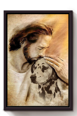 Jesus And Dalmatian Dog God For Gift For Dog Lovers Christian Framed Matte Canvas Framed Prints, Canvas Paintings Framed Matte Canvas 8x10