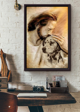 Jesus And Dalmatian Dog God For Gift For Dog Lovers Christian Framed Matte Canvas Framed Prints, Canvas Paintings Framed Matte Canvas 20x30