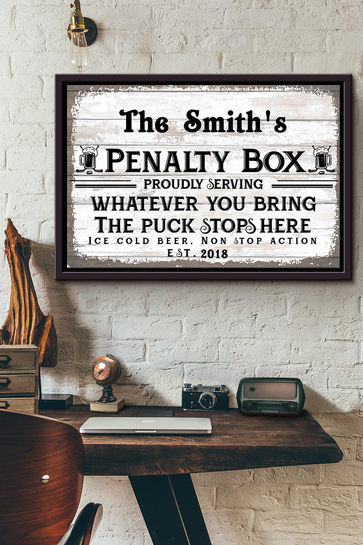 Ice Hockey Penalty Box Proudly Serving Whatever You Bring The Puck Stops Here Canvas n Framed Matte Canvas Framed Matte Canvas 8x10