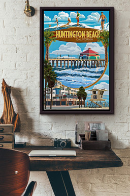 Huntington Beach In California Canvas Travel Gift For Beach Lover Tourist Souvenir Traveling Lover Framed Matte Canvas Framed Prints, Canvas Paintings Framed Matte Canvas 12x16