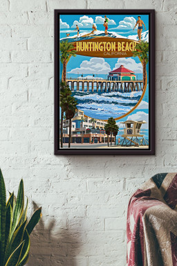 Huntington Beach In California Canvas Travel Gift For Beach Lover Tourist Souvenir Traveling Lover Framed Matte Canvas Framed Prints, Canvas Paintings Framed Matte Canvas 8x10