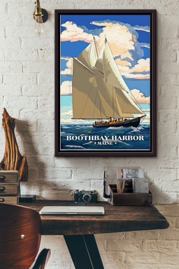 Boothbay Harbor In Maine American Canvas Sailor Gift For Sea Lover Ocean Lover Sailing Lover Framed Matte Canvas Framed Prints, Canvas Paintings Framed Matte Canvas 12x16